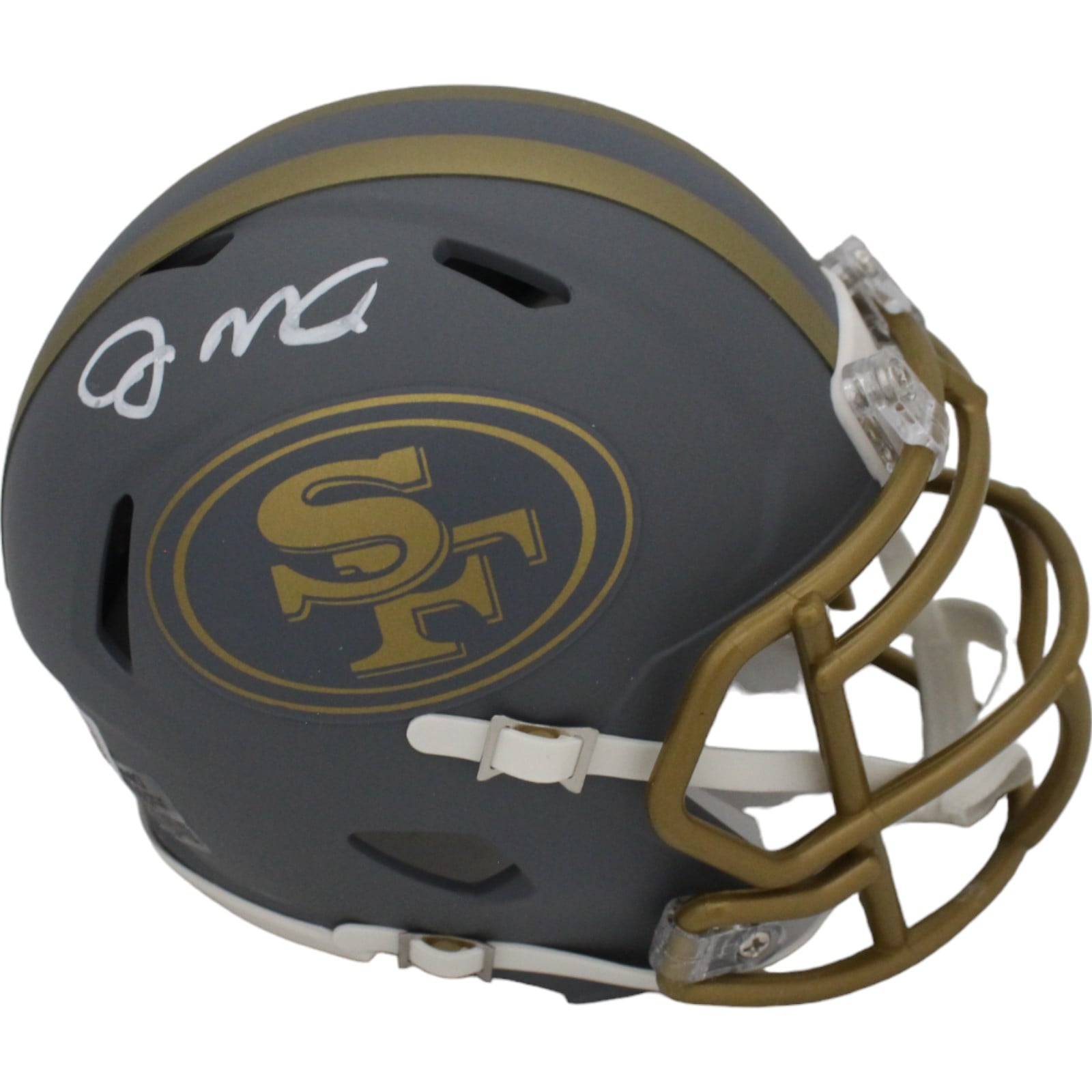 Joe Montana Signed San Francisco 49ers Slate Mini Helmet – Beckett Authenticated-Powers Sports Memorabilia
