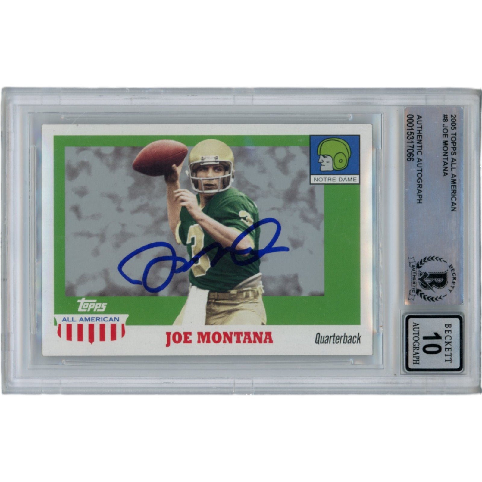 Joe Montana 2005 Topps All American 8 Trading Signed Card-Powers Sports Memorabilia