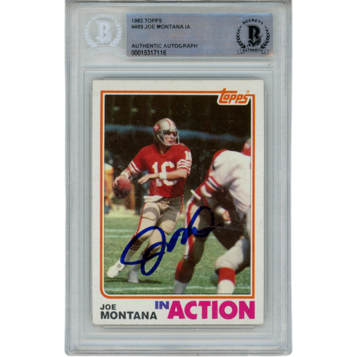 Joe Montana San Francisco 49ers Signed Card - 82 Topps #489 Slabbed Beckett Beckett-Powers Sports Memorabilia