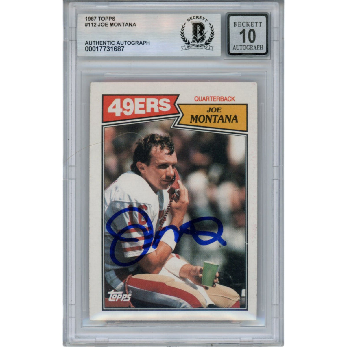 Joe Montana 1987 Topps #112 Slab Trading Signed Card-Powers Sports Memorabilia
