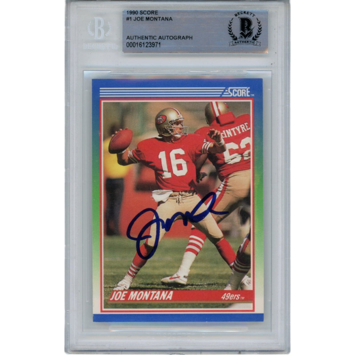 Joe Montana Signed 1990 Score 1 Trading Card – Beckett Authenticated-Powers Sports Memorabilia
