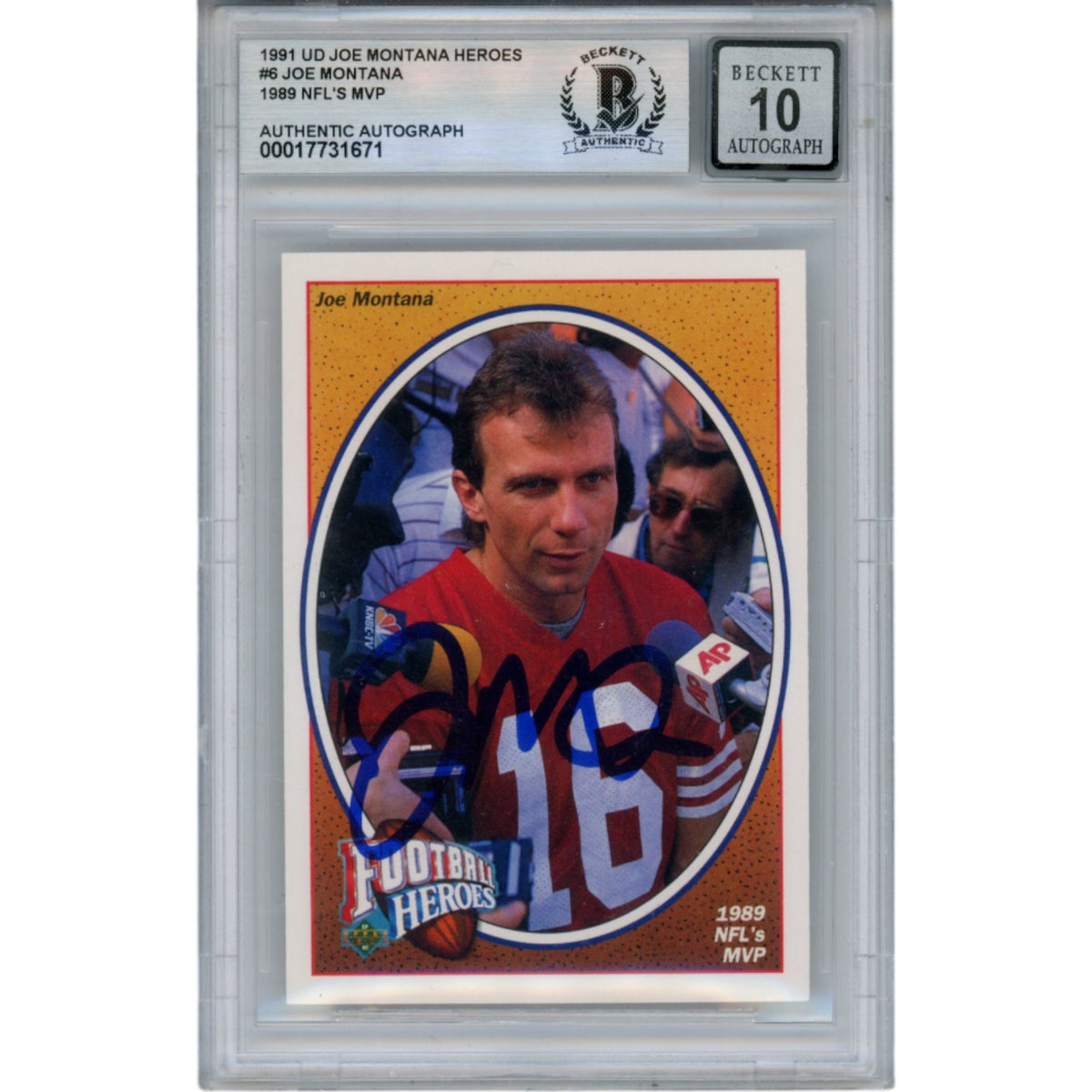 Joe Montana San Francisco 49ers Signed Card - 91 Upper Deck #6 Slab Beckett Beckett-Powers Sports Memorabilia
