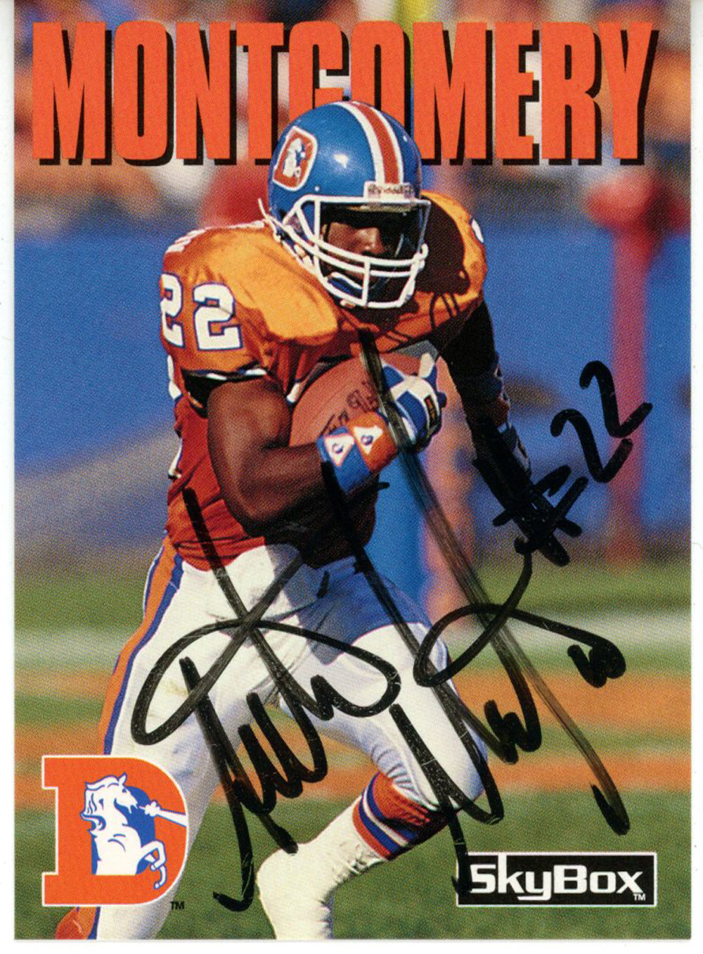 Alton Montgomery Denver Broncos Signed Card - 1992 Skybox #255 Beckett Beckett-Powers Sports Memorabilia