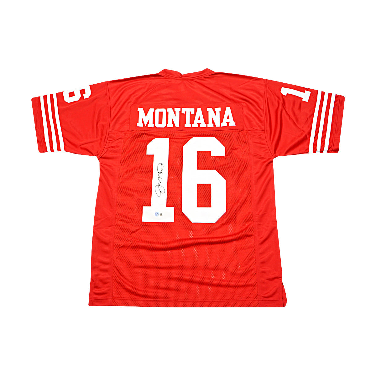 Joe Montana San Francisco 49ers Signed Red Custom Jersey Beckett Holo-Powers Sports Memorabilia