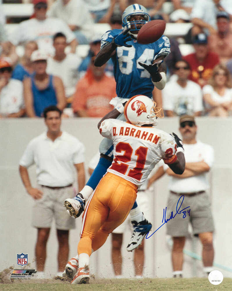 Herman Moore Autographed Detroit Lions Jumping Catch vs. Bucs 16x20 Photo-Powers Sports Memorabilia