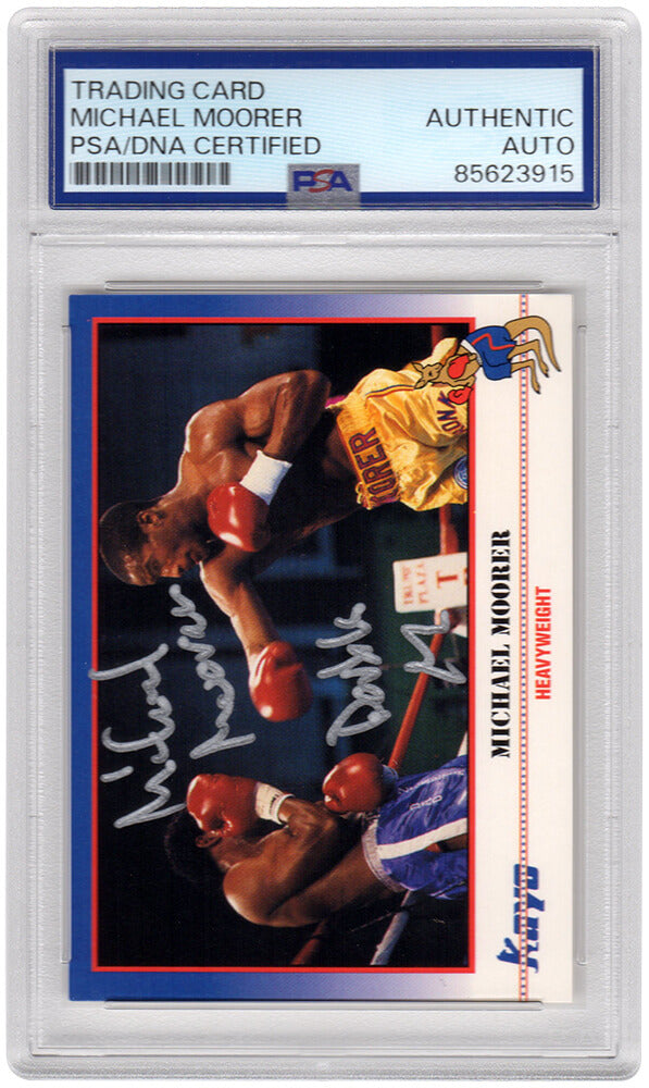 Michael Moorer Autographed 1991 Kayo Boxing Card #207 with Double M - (PSA Encapsulated)-Powers Sports Memorabilia
