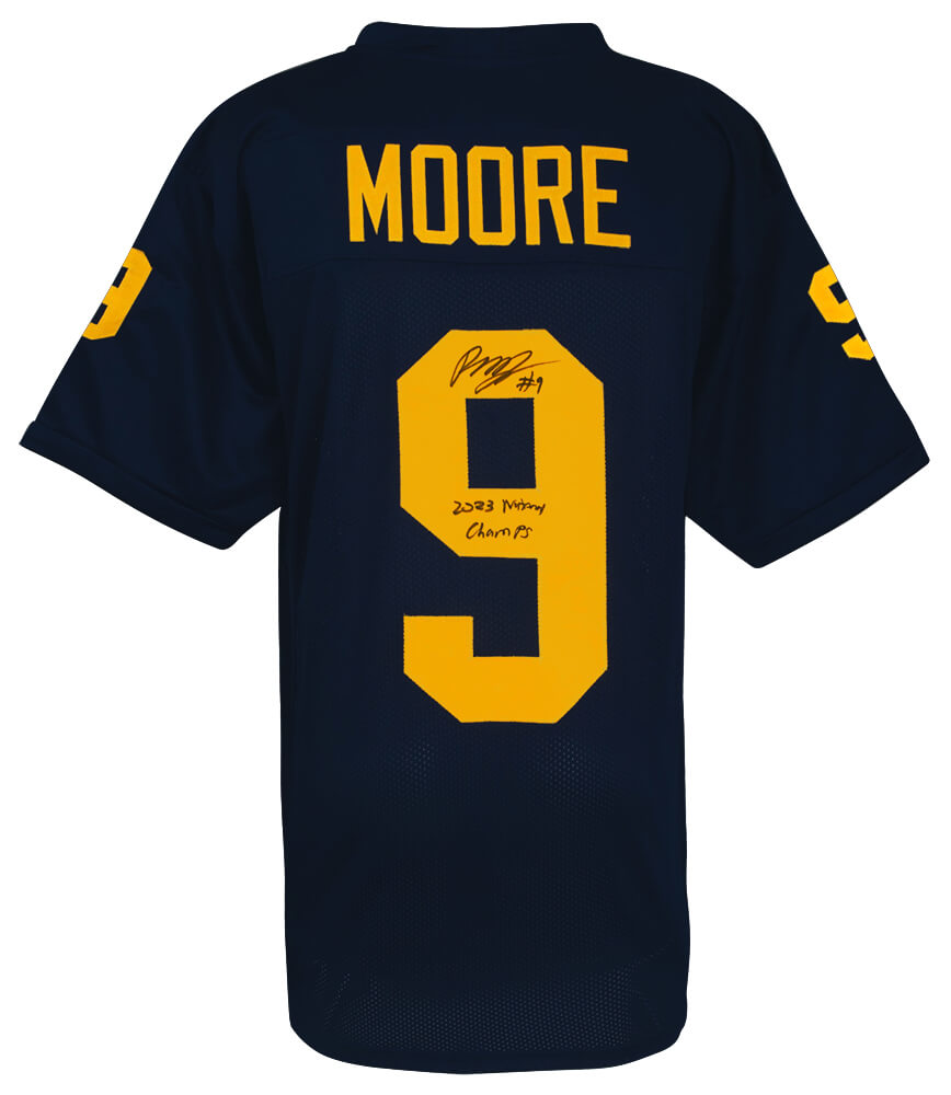 Rod Moore Autographed Navy Custom College Football Jersey with 2023 National Champs-Powers Sports Memorabilia