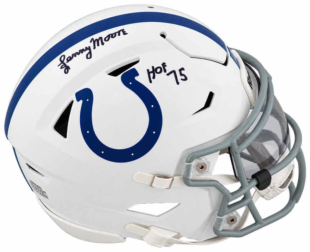 Lenny Moore Autographed Indianapolis Colts Riddell Mid-Size (MIDI) SpeedFlex Helmet w/ HOF 75-Powers Sports Memorabilia