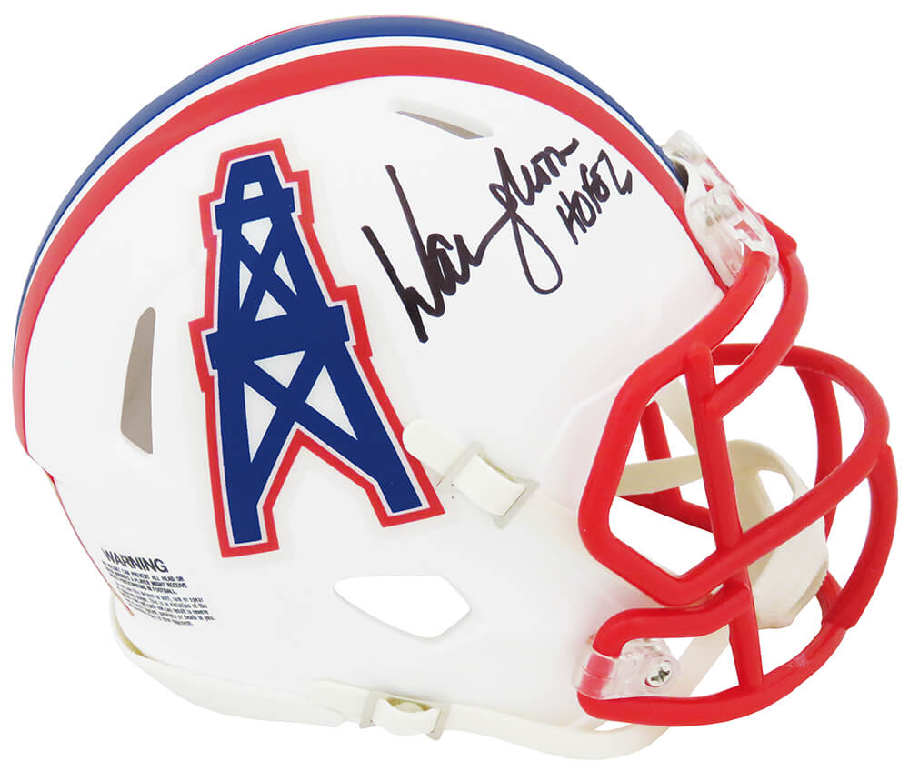 Warren Moon Houston Oilers Autographed Throwback Riddell Mini Helmet-Powers Sports Memorabilia
