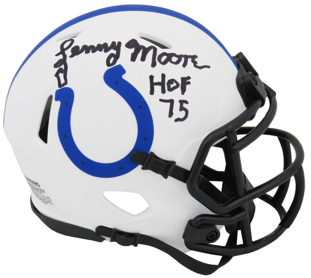 Lenny Moore Indianapolis Colts Autographed Lunar Riddell Mini Helmet-Powers Sports Memorabilia