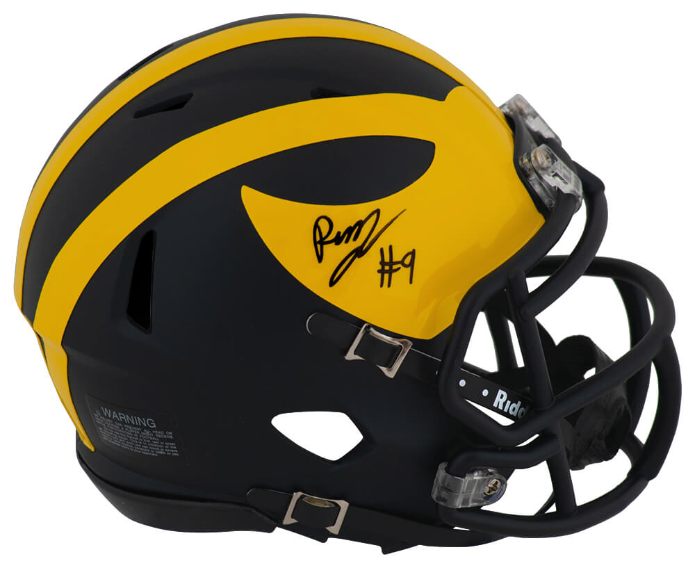 Rod Moore Autographed Michigan Wolverines Riddell Speed Mini Helmet-Powers Sports Memorabilia