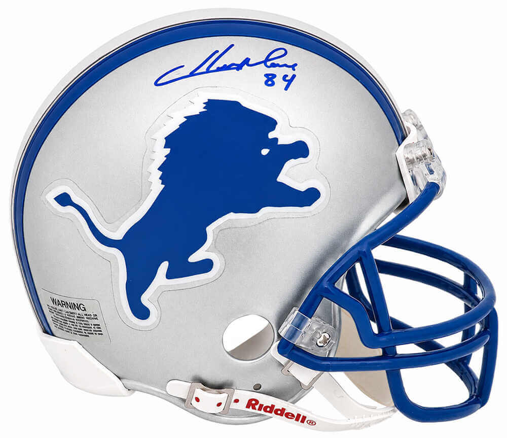 Herman Moore Autographed Detroit Lions Throwback Riddell (VSR4) Mini Helmet-Powers Sports Memorabilia