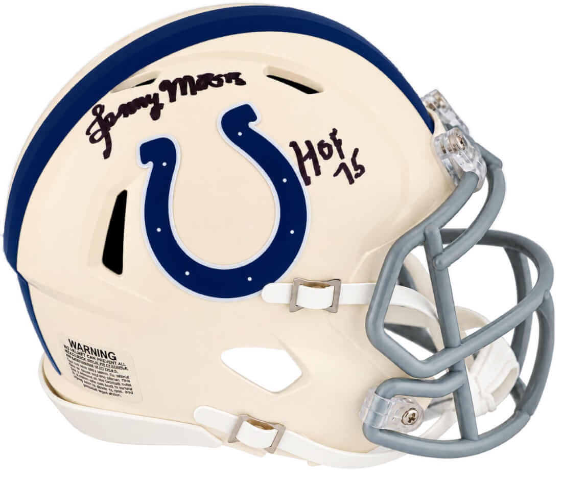 Lenny Moore Indianapolis Colts Autographed RETRO Riddell Mini Helmet-Powers Sports Memorabilia