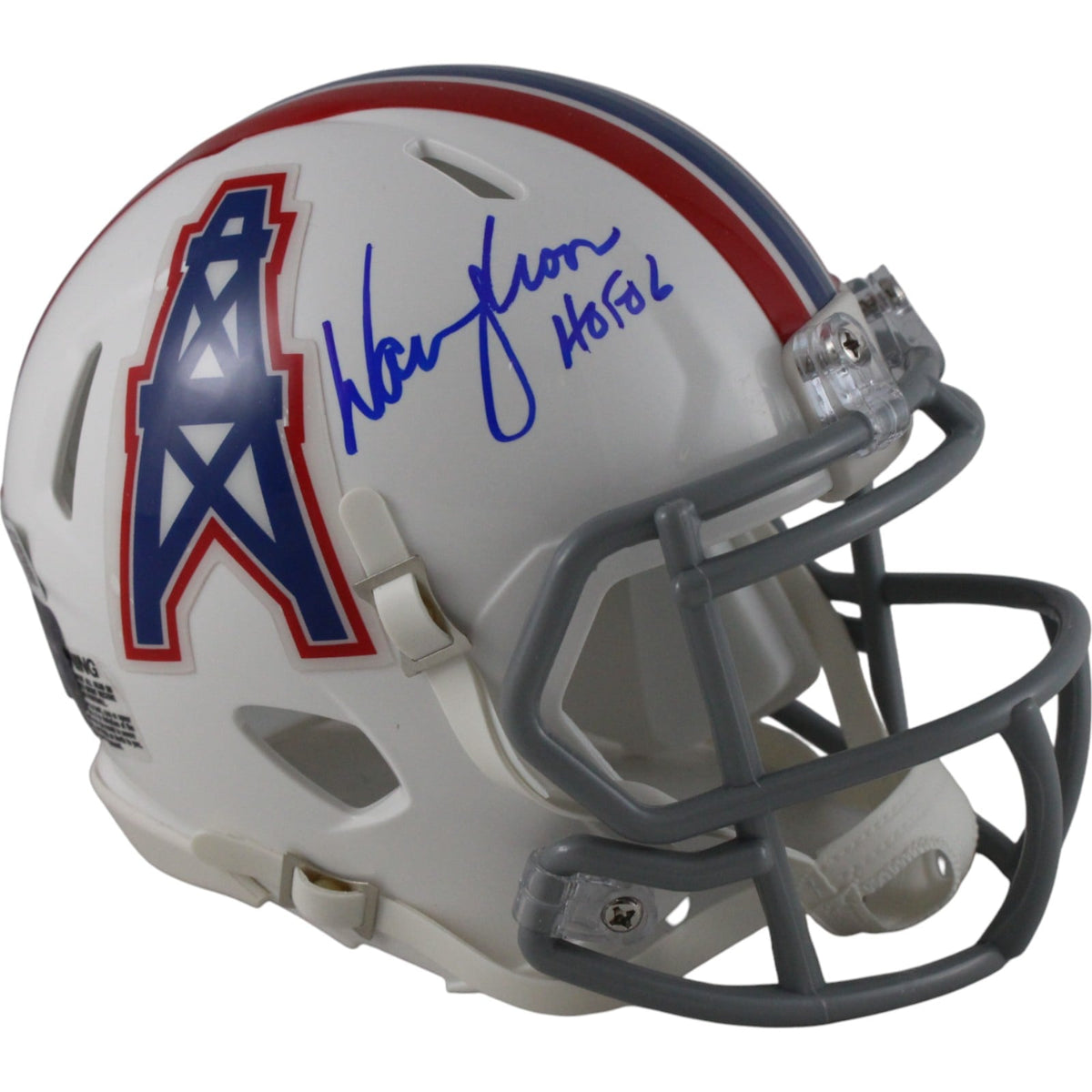 Warren Moon Signed Houston Oilers TB Mini Helmet – Beckett Witness Authenticated-Powers Sports Memorabilia