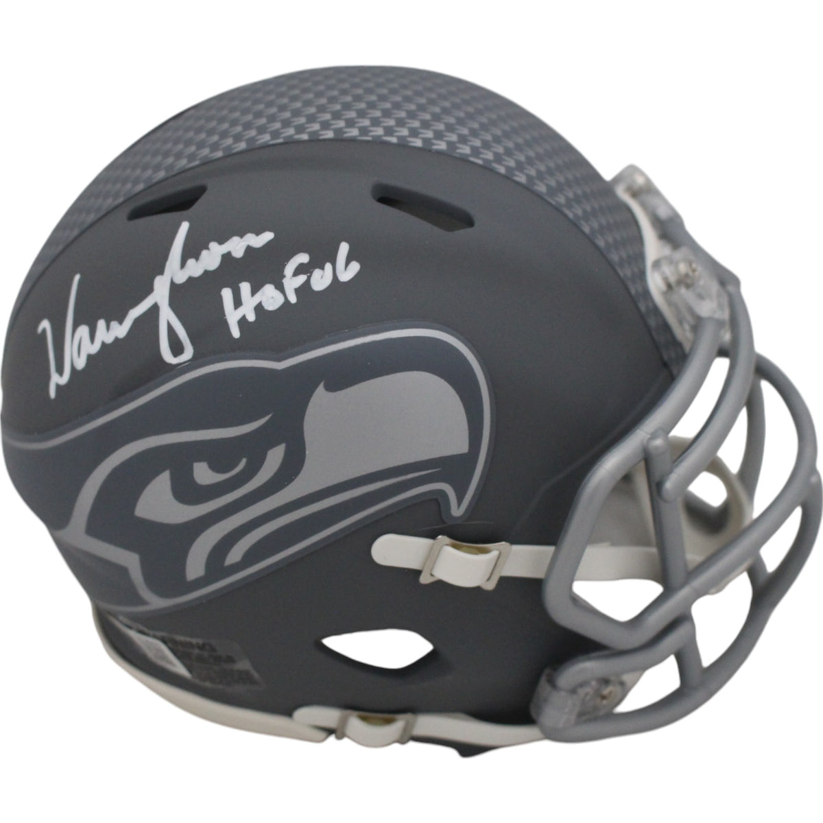Warren Moon Seattle Seahawks Signed Mini Helmet - Slate Beckett Beckett-Powers Sports Memorabilia