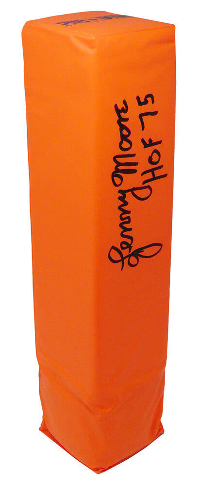 Lenny Moore Autographed Orange Endzone Football Pylon w/ HOF 75-Powers Sports Memorabilia