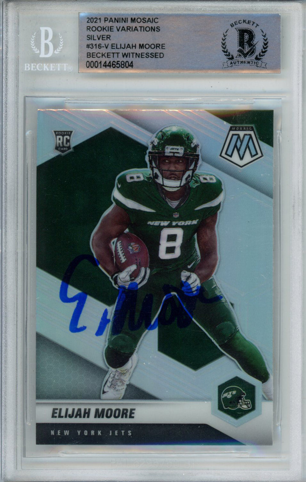 Elijah Moore 2021 Mosaic Rookie Variations #316-V Signed Card-Powers Sports Memorabilia