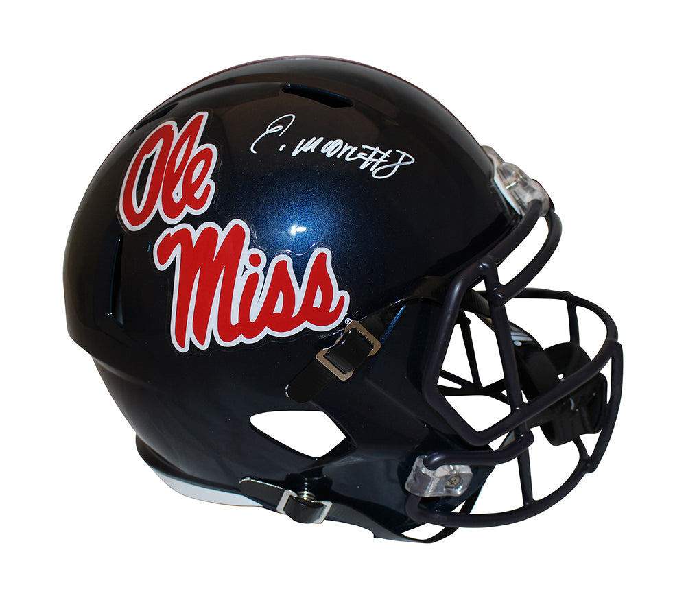 Elijah Moore Ole Miss Rebels Signed Full Size Helmet - F/S Speed JSA JSA-Powers Sports Memorabilia