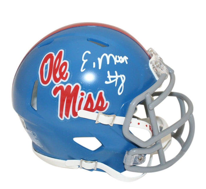 Elijah Moore Signed Ole Miss Rebels Speed Mini Helmet – Beckett Authenticated-Powers Sports Memorabilia