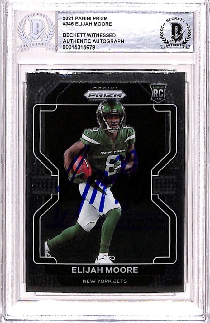 Elijah Moore Signed 2021 Prizm #346 Trading Card – Beckett Authenticated-Powers Sports Memorabilia