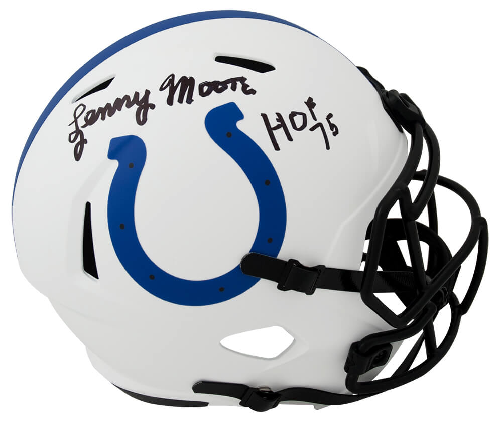 Lenny Moore Autographed Colts Lunar Eclipse Riddell Full Size Speed Replica Helmet with HOF'75-Powers Sports Memorabilia