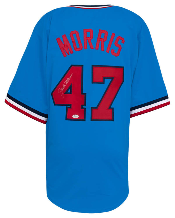 Jack Morris Autographed Baby Blue Throwback Custom Baseball Jersey-Powers Sports Memorabilia
