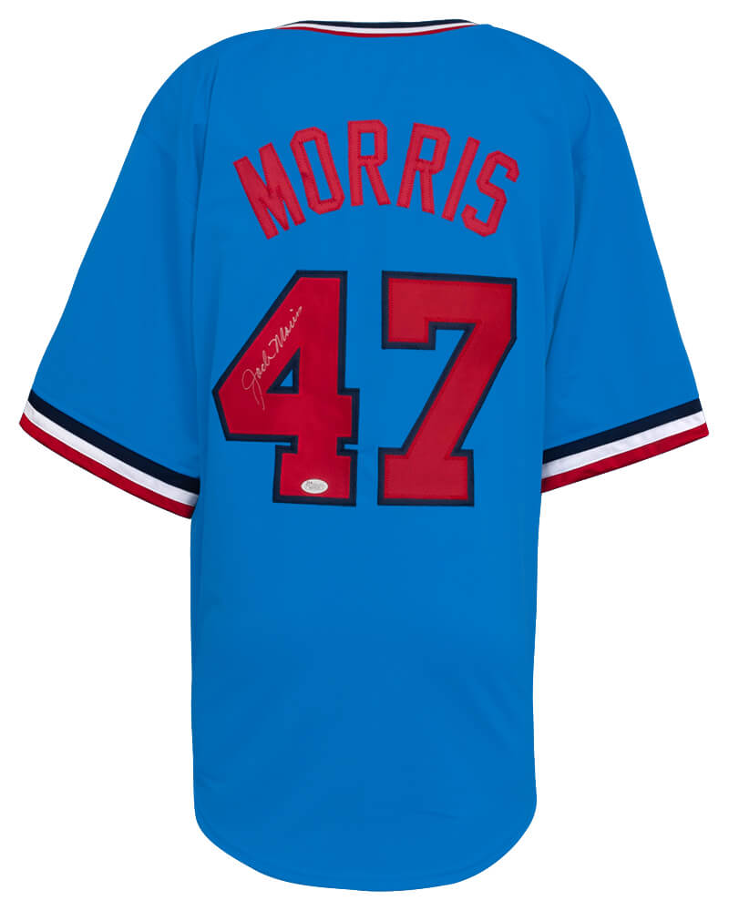Jack Morris Autographed Baby Blue Throwback Custom Baseball Jersey-Powers Sports Memorabilia