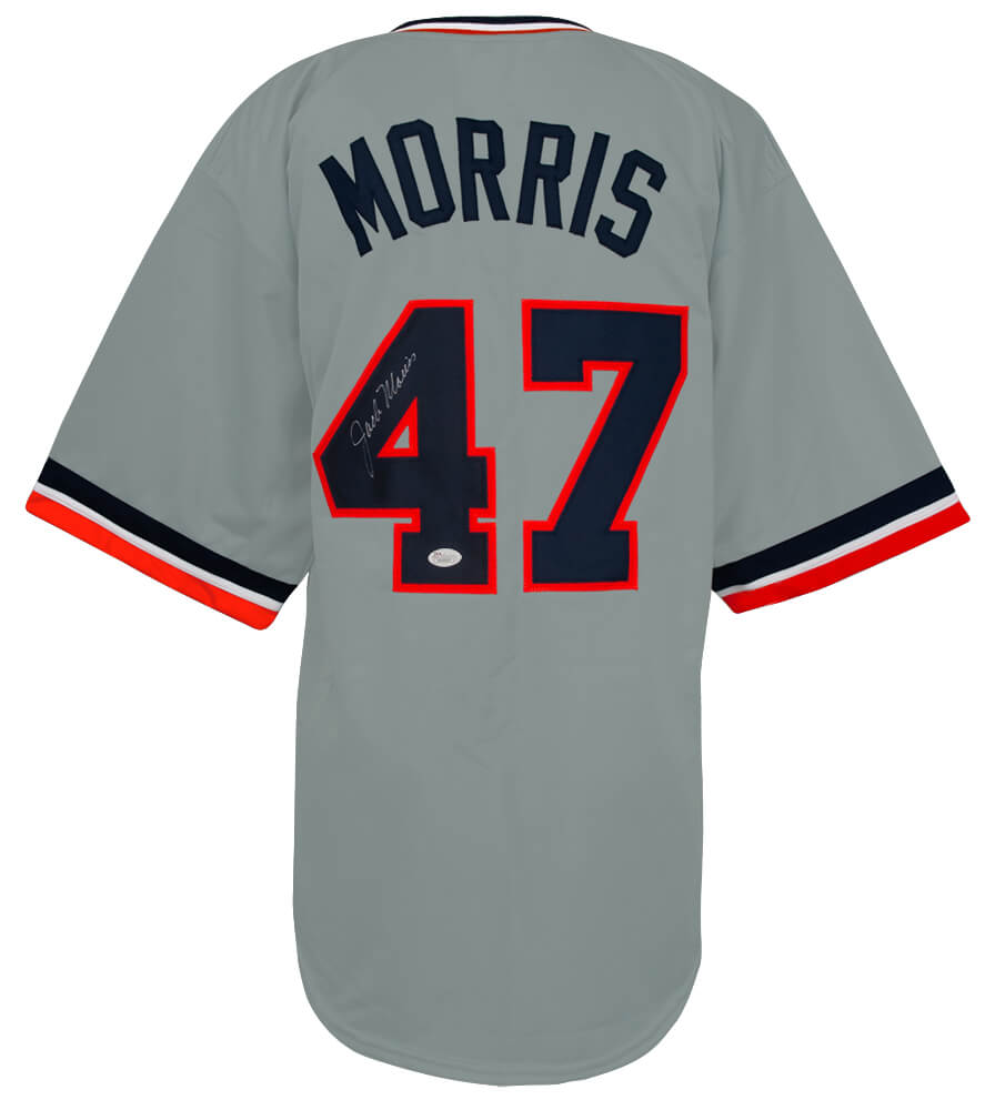 Jack Morris Autographed Grey Custom Baseball Jersey - (JSA Holo)-Powers Sports Memorabilia