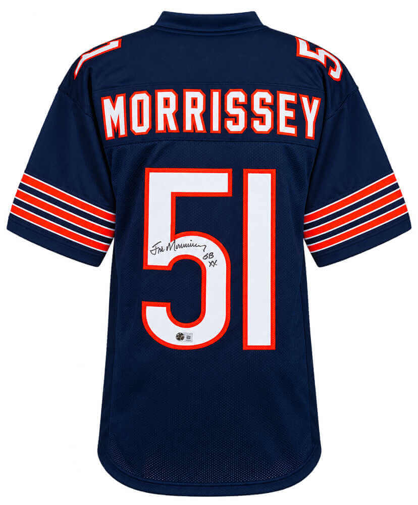 Jim Morrissey Autographed Navy Custom Football Jersey w/ SB XX Beckett-Powers Sports Memorabilia