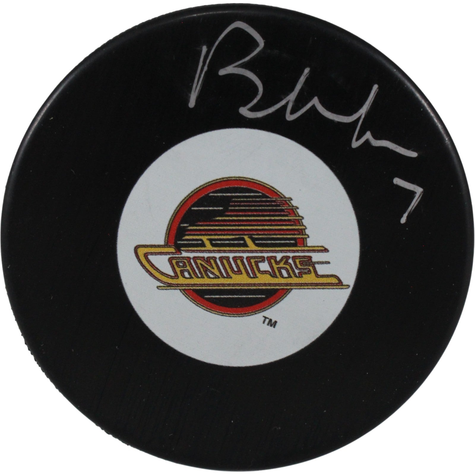 Brendan Morrison Vancover Canucks Logo Signed Puck-Powers Sports Memorabilia