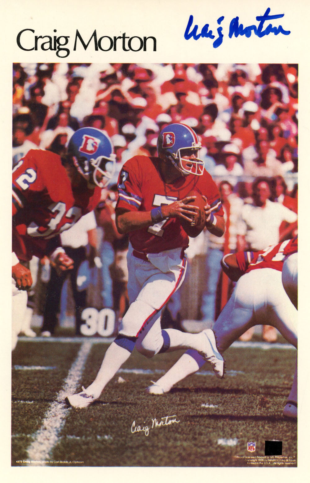 Craig Morton Denver Broncos Mini Signed Poster 17/50-Powers Sports Memorabilia