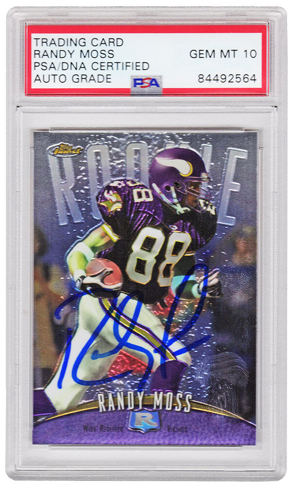 Randy Moss Minnesota Vikings Autographed 1998 Topps Finest Rookie Card #135-Powers Sports Memorabilia