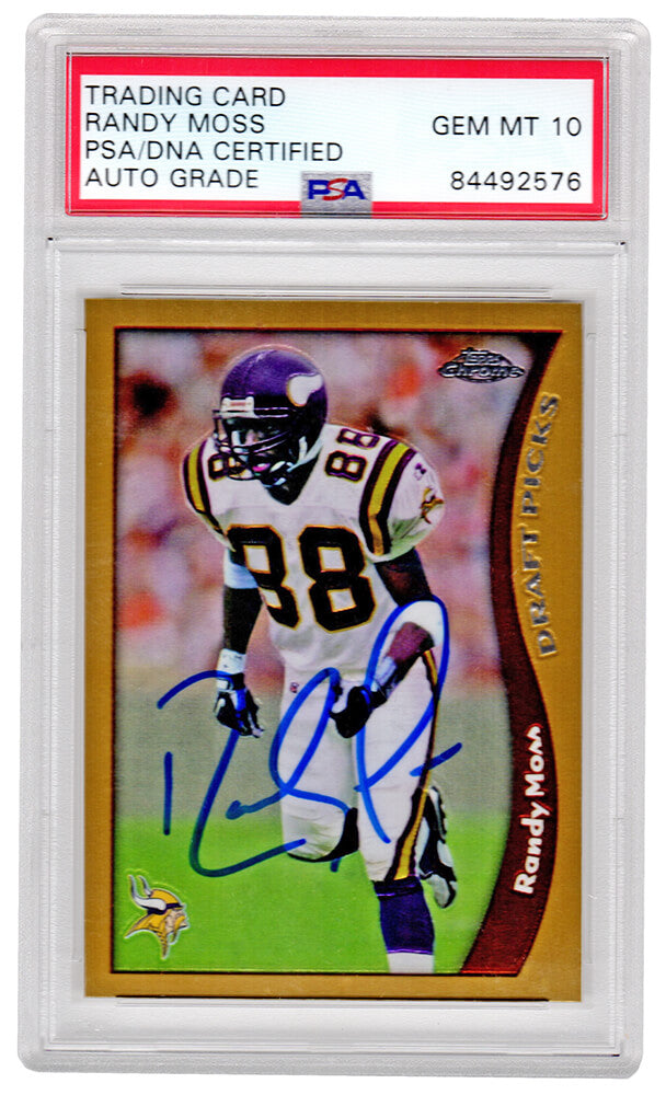 Randy Moss Minnesota Vikings Autographed 1998 Topps Chrome Rookie Card #35-Powers Sports Memorabilia