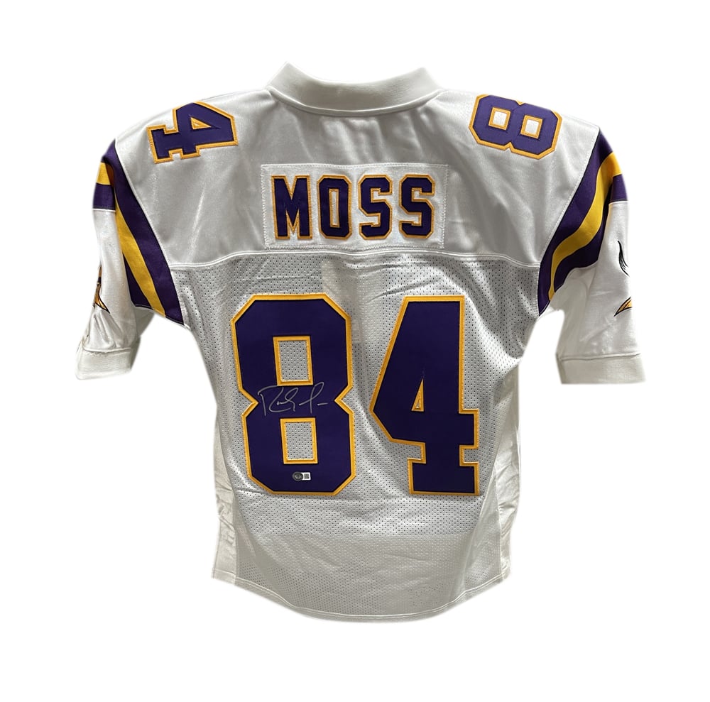 Randy Moss Minnesota Vikings M&N sz 44 Signed Jersey with Inscription. Beckett-Powers Sports Memorabilia