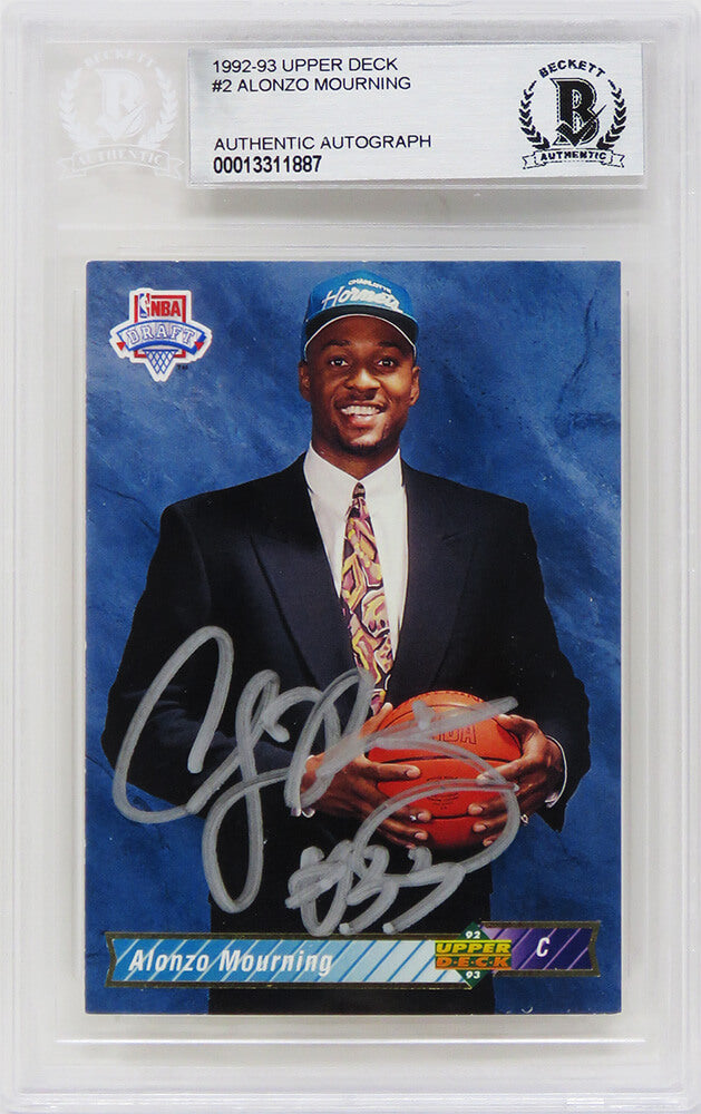 Alonzo Mourning Charlotte Hornets Autographed 1992 93 Upper Deck Rookie-Powers Sports Memorabilia