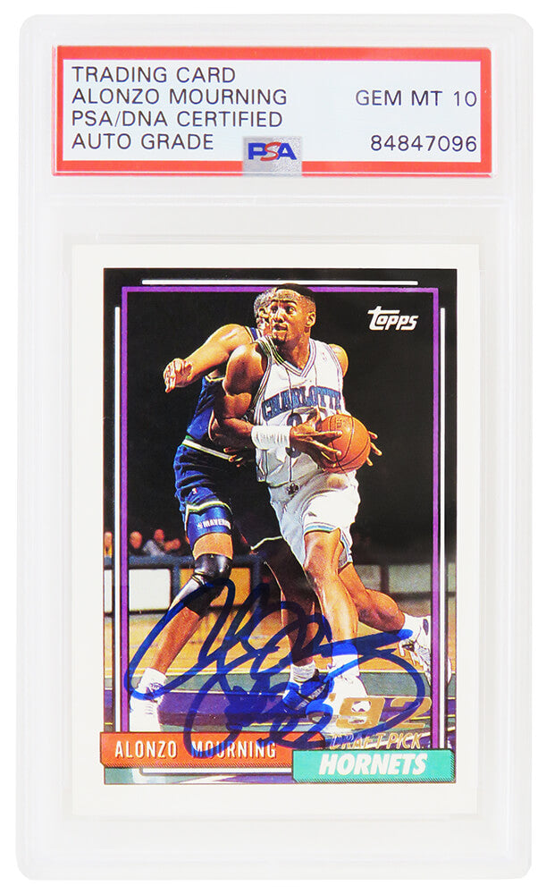 Alonzo Mourning Charlotte Hornets Autographed 1992 93 Topps Rookie-Powers Sports Memorabilia