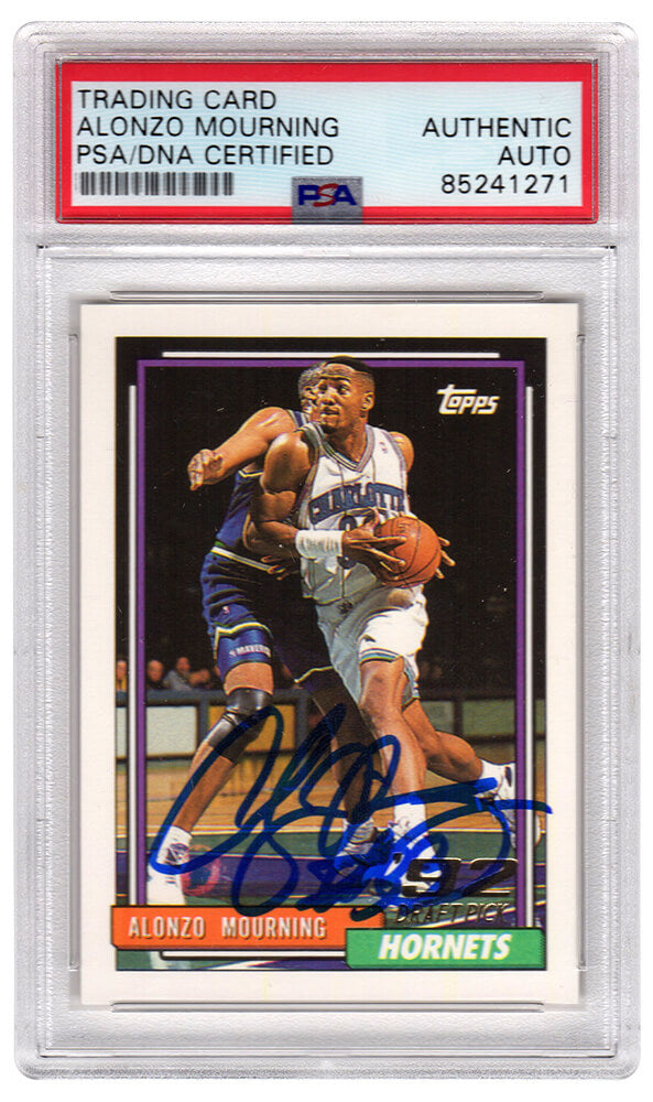 Alonzo Mourning Autographed Charlotte Hornets 1992 93 Topps Rookie Basketball Card #393-Powers Sports Memorabilia