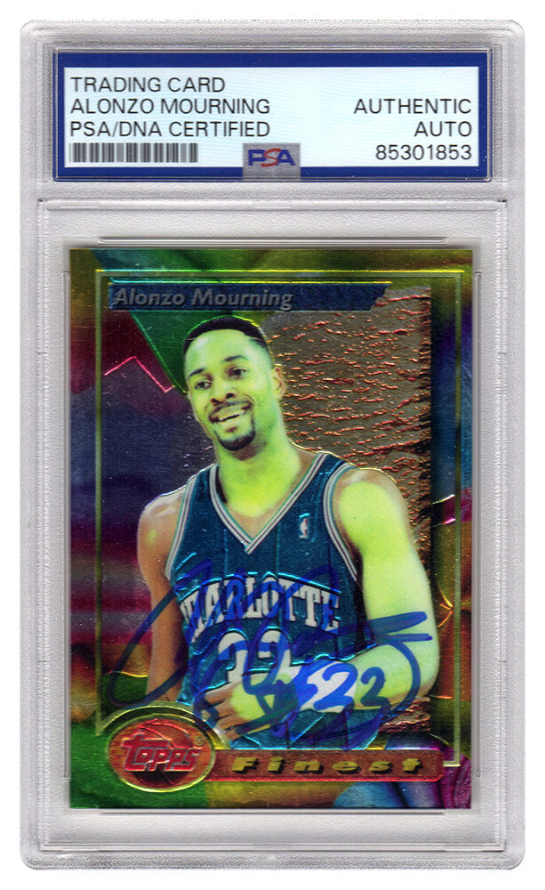 Alonzo Mourning Autographed 1993 94 Topps Finest Basketball Card #201 PSA-Powers Sports Memorabilia
