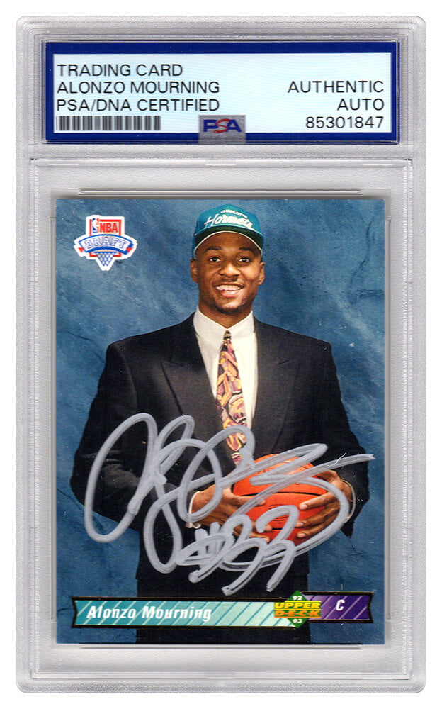 Alonzo Mourning Autographed 1992 93 Upper Deck Rookie Basketball Card #2-Powers Sports Memorabilia