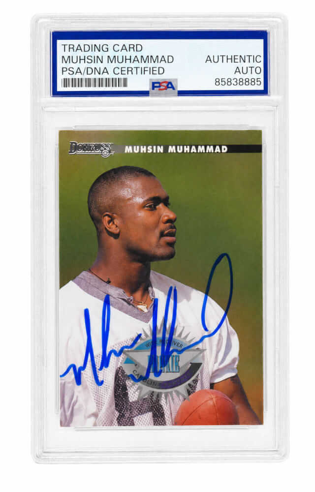 Muhsin Muhammad Autographed Carolina Panthers 1996 Donruss Rookie Football Card #219 - (PSA Encapsulated)-Powers Sports Memorabilia