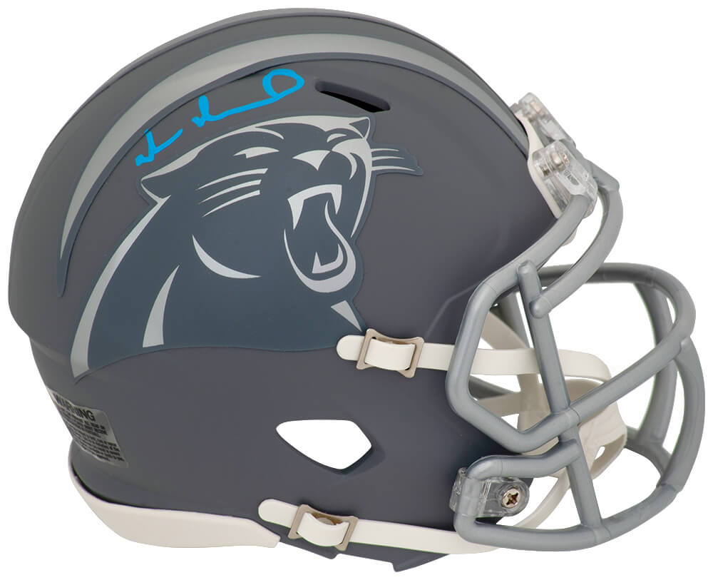 Muhsin Muhammad Autographed Carolina Panthers SLATE Riddell Speed Mini Helmet-Powers Sports Memorabilia