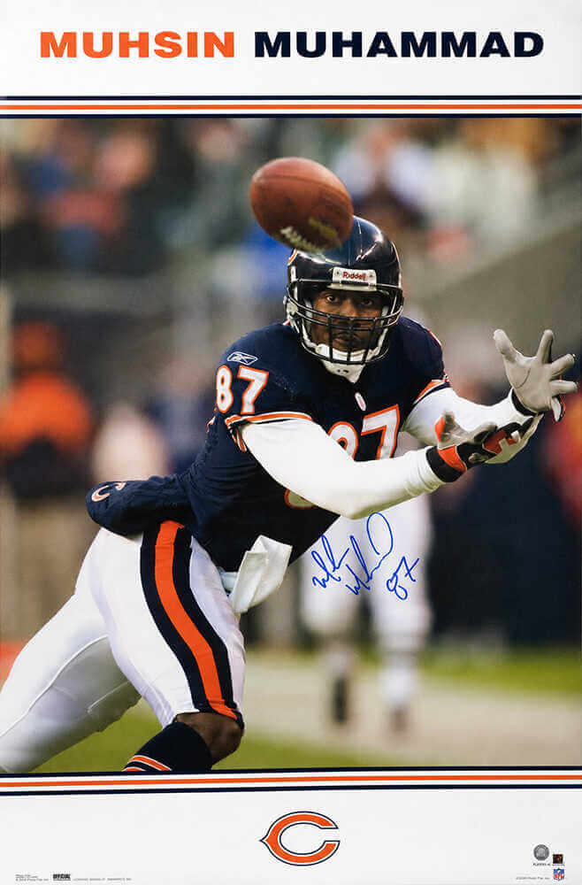 Muhsin Muhammad Autographed Chicago Bears 22x34 Full Size Poster-Powers Sports Memorabilia