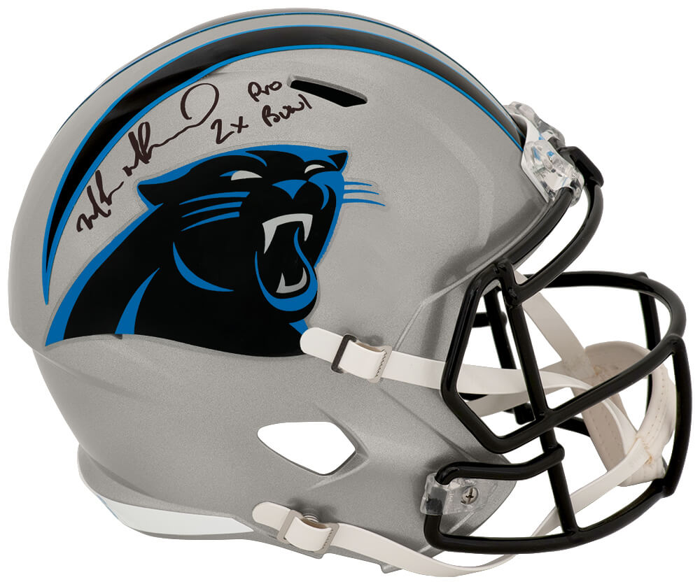 Muhsin Muhammad Autographed Carolina Panthers Riddell Full Size Speed Replica Helmet with 2x Pro Bowl-Powers Sports Memorabilia
