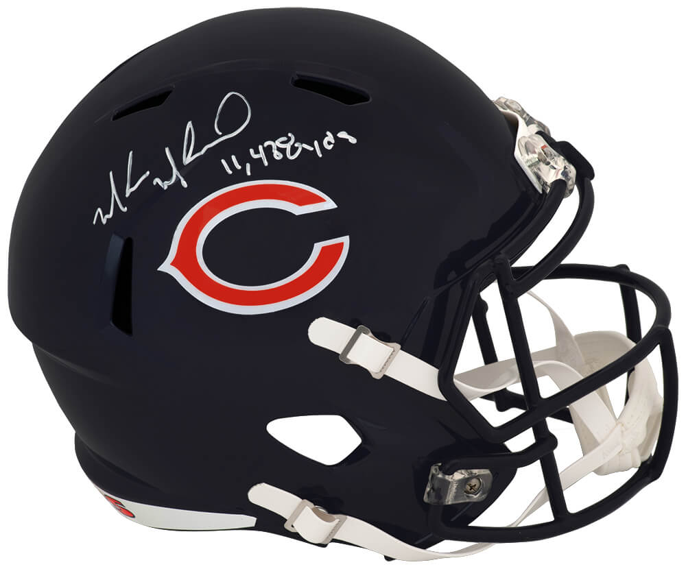 Muhsin Muhammad Autographed Chicago Bears Riddell Full Size Speed Replica Helmet with 11,438 Yards-Powers Sports Memorabilia