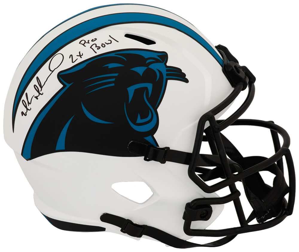 Muhsin Muhammad Autographed Carolina Panthers LUNAR Riddell Full Size Speed Replica Helmet with 2x Pro Bowl-Powers Sports Memorabilia