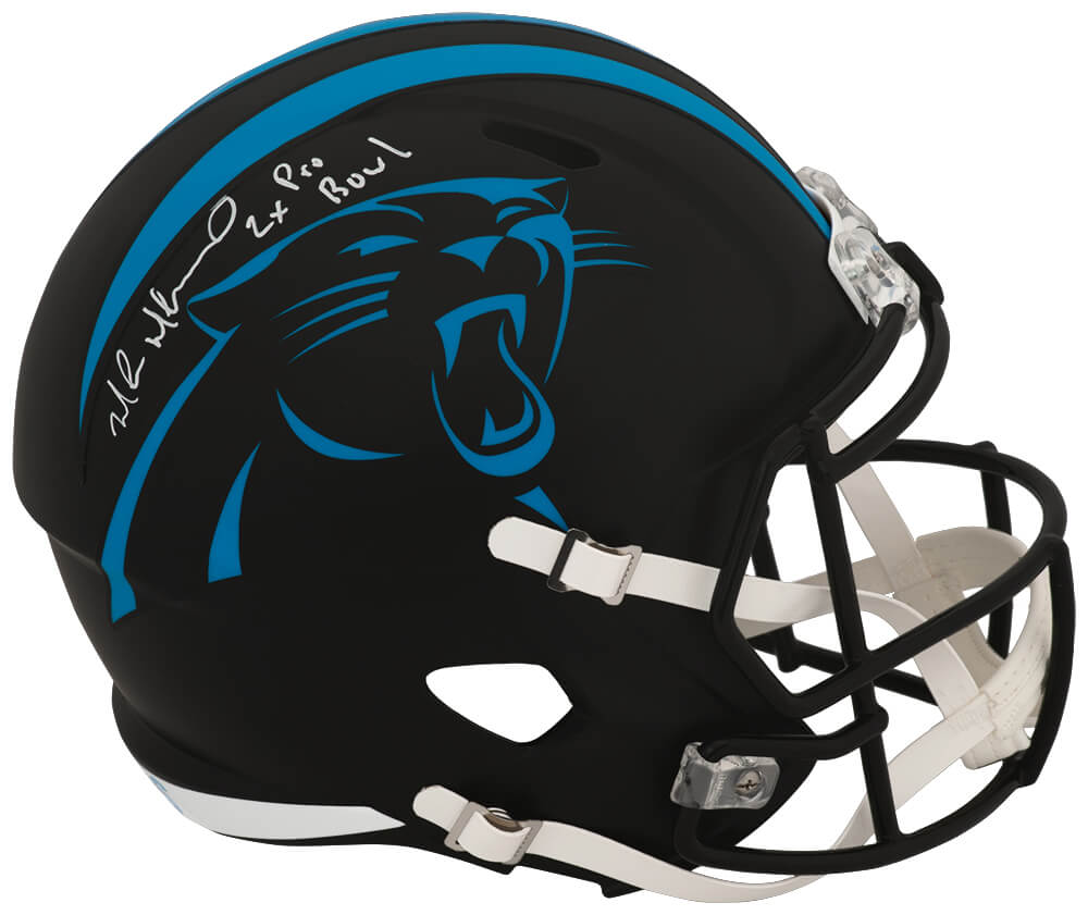 Muhsin Muhammad Autographed Carolina Panthers 2022 Alternate Black Riddell Full Size Speed Replica Helmet with 2x Pro Bowl-Powers Sports Memorabilia