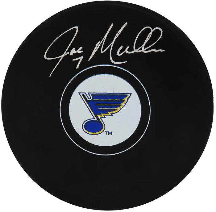 Joe Mullen St. Louis Blues Autographed St Louis Logo Hockey Puck-Powers Sports Memorabilia