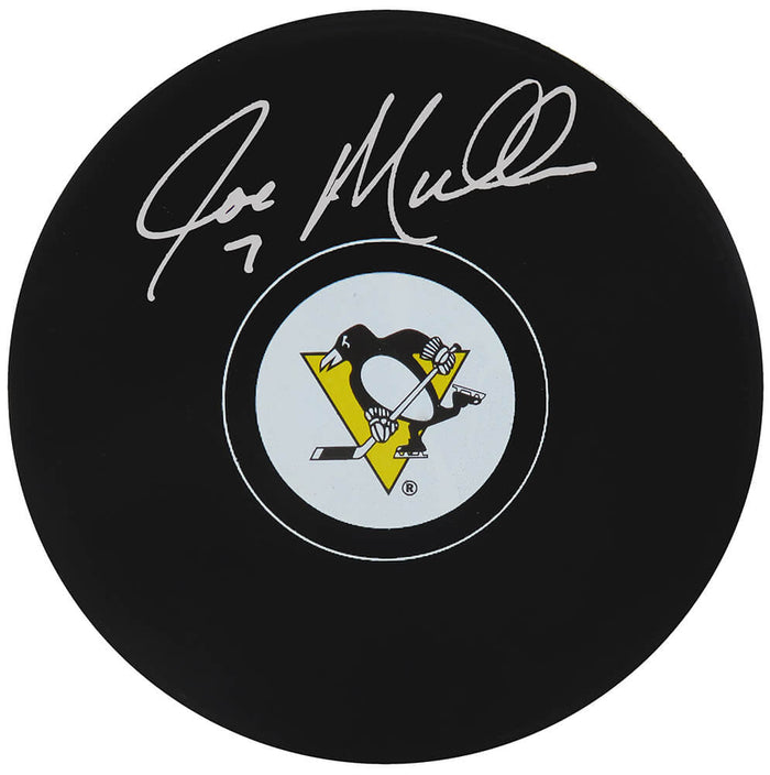 Joe Mullen Autographed Pittsburgh Penguins Logo Hockey Puck-Powers Sports Memorabilia