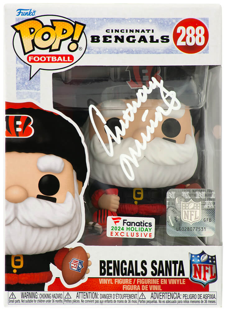 Anthony Munoz Autographed Cincinnati Bengals SANTA Funko Pop Doll #288-Powers Sports Memorabilia