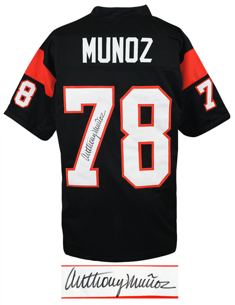 Anthony Munoz Autographed Black Throwback Custom Jersey-Powers Sports Memorabilia